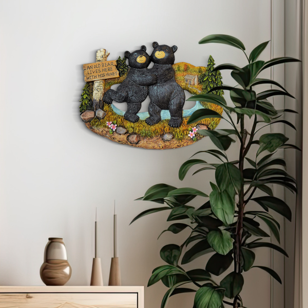 ビンテージ　美品　クマの照明装飾品 WELCOME TO OUR CABINS Black Bear Decorations for Home - Bear Kitchen Decor Home decor