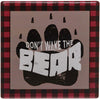 Pine Ridge Black Bear Buffalo Plaid Coasters for Drinks - Welcome to the Cabin and Don't Wake the Bear Design with Cork Pads Coaster Set of 6