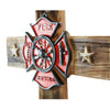 Pine Ridge Firefighter Fire and Rescue Wall Cross Home Decor- Religious Christian Wood Look Maltese Decoration with Star Accents and Fireman Shield Centerpiece -Volunteer Department Gift Collectibles