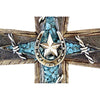 Pine Ridge Spectacular Western Wall Cross with a Country Twist Leather Look with Barbed Wire Wrap, Turquoise Accent and Star with Horseshoe Center