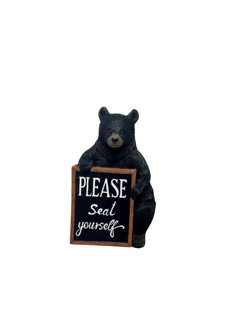 Pine Ridge Bear Bathroom Sign - Please Seat Yourself Cabin Bathroom Decor, Bear Bathroom Decorations
