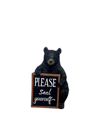 Pine Ridge Bear Bathroom Sign - Please Seat Yourself Cabin Bathroom Decor, Bear Bathroom Decorations