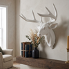White Medium Wall Mount Hanging Deer Head and Antlers