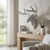 White Medium Wall Mount Hanging Deer Head and Antlers