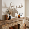 White Medium Wall Mount Hanging Deer Head and Antlers