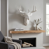 White Medium Wall Mount Hanging Deer Head and Antlers