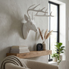 Pine Ridge Large Wall Hanging Faux Taxidermy Decor White Deer Antler Sculpture. Modern Art Animal Decoration Mounted Stag Head Mount with Antlers