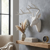 Pine Ridge Large Wall Hanging Faux Taxidermy Decor White Deer Antler Sculpture. Modern Art Animal Decoration Mounted Stag Head Mount with Antlers
