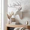 Pine Ridge Large Wall Hanging Faux Taxidermy Decor White Deer Antler Sculpture. Modern Art Animal Decoration Mounted Stag Head Mount with Antlers