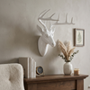 Pine Ridge Large Wall Hanging Faux Taxidermy Decor White Deer Antler Sculpture. Modern Art Animal Decoration Mounted Stag Head Mount with Antlers
