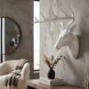 Pine Ridge Large Wall Hanging Faux Taxidermy Decor White Deer Antler Sculpture. Modern Art Animal Decoration Mounted Stag Head Mount with Antlers