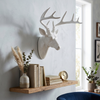 Pine Ridge Large Wall Hanging Faux Taxidermy Decor White Deer Antler Sculpture. Modern Art Animal Decoration Mounted Stag Head Mount with Antlers