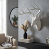 Pine Ridge Large Wall Hanging Faux Taxidermy Decor White Deer Antler Sculpture. Modern Art Animal Decoration Mounted Stag Head Mount with Antlers