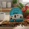 Campers Home Coaster Set - Home Is Where We Park It - Set Of 5 Soft Absorbent Coaster - Home RV Truck Round Drinking Coasters - Large Glass Coasters - Table Top Protection