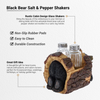 Black Bear Salt and Pepper Shakers - Blackbear in a Log Spices and Seasonings Set Table Decor - Glass Salt and Pepper Shakers Rustic Wilderness Home Decor - Salt and Pepper Table Set