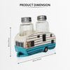 Glass Salt and Pepper Shakers Set - Camper Salt and Pepper Shakers with Holder for Kitchen and Dining - Simple Cute Blue Salt and Pepper Shakers with Lids Set - Rustic Salt and Pepper Caddy