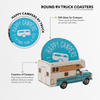 Happy Camper Car Coaster Set - Truck RV Coasters for Drinks Rustic Home Decor Living Room - Table Coasters Set Dining Room Decor and Accessories - Home Bar Decor Camp Coasters