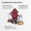 Pine Ridge Fire Hydrant Salt And Pepper Shaker - Two Glass Shakers, Fire Hydrant Holder Caddy For Spices And Seasonings, For Kitchen, Dining Or Table Decor