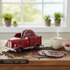Fire Truck Coaster Set of 5 - Firefighter Kitchen Table Coasters Set Rustic Home Decor Living Room - Firefighter Coaster Sets with Holder Dining Room Decor and Accessories
