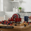Fire Truck Coaster Set of 5 - Firefighter Kitchen Table Coasters Set Rustic Home Decor Living Room - Firefighter Coaster Sets with Holder Dining Room Decor and Accessories