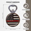Pine Ridge American Flag Red Line Beer Bottle Opener, Round Patriotic Kitchen Accessory Refrigerator Magnet