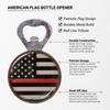Pine Ridge American Flag Red Line Beer Bottle Opener, Round Patriotic Kitchen Accessory Refrigerator Magnet