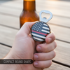 Pine Ridge American Flag Red Line Beer Bottle Opener, Round Patriotic Kitchen Accessory Refrigerator Magnet