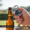 Pine Ridge American Flag Blue Line Beer Bottle Opener, Round Patriotic Kitchen Accessory Refrigerator Magnet
