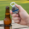 Pine Ridge American Flag Blue Line Beer Bottle Opener, Round Patriotic Kitchen Accessory Refrigerator Magnet