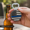 Pine Ridge American Flag Blue Line Beer Bottle Opener, Round Patriotic Kitchen Accessory Refrigerator Magnet