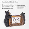 Pine Ridge Black Bear Desk Calendar Blocks - Perpetual Calendar, Flip Month And Day Date Blocks, Rustic Calendars For Home, Office, Classroom And Decor