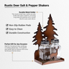Pine Ridge Deer And Pine Salt And Pepper Shakers Holder, Metal Rustic Condiments Holder Kitchen Accessories