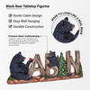 Pine Ridge Black Bear Tabletop Cabin Figurine, Resin Crafted Animal Themed Cubs Home Decor, Rustic Wildlife Accent For All Occasions, 4”