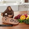 Pine Ridge Bigfoot Sasquatch Coasters for Drinks - Wooden Table Coaster Set of 5 with Cork Pads