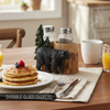 Pine Ridge Black Bear And Pines Salt And Pepper Shaker - Two Glass Shakers, Black Bear And Pines Holder Caddy For Spices And Seasonings, For Kitchen, Dining Or Table Decor