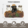 Pine Ridge Black Bear Salt And Pepper Shaker Set - Two Glass Shakers, Bear Holder Caddy For Spices And Seasonings, For Kitchen, Camping, Dining Or Table Decor
