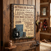 Pine Ridge Outhouse Rules Plaque - Black Bear Decorations For Cabin, Cute Wall Hangings For Cabin Black Bear Decor, Funny Cabin Signs