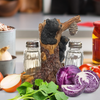 Pine Ridge Bear Salt And Pepper Shaker - Two Glass Shakers, Bear In Tree Holder Caddy For Spices And Seasonings, For Kitchen, Dining Or Table Décor