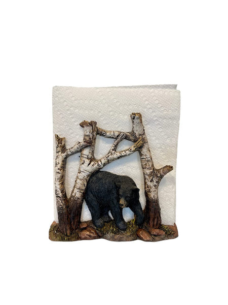 Pine Ridge Bear Napkin Holder - Black Bear Cabin Kitchen Decor, Rustic Black Bear Accessories