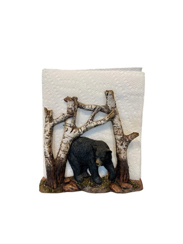 Pine Ridge Bear Napkin Holder - Black Bear Cabin Kitchen Decor, Rustic Black Bear Accessories