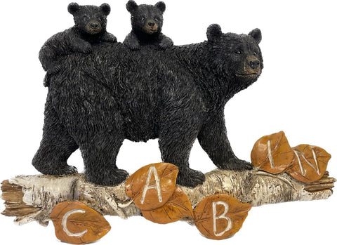 Pine Ridge Family Black Bear Wall Art Home Decor - Rustic Cabin Wall Art, Family Bear, Bear Cabin Home Decorative, Cabin Black Bear Decor