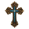 Double Magnetic Turquoise Cross Home Decor by Pine Ridge - Religious Light-weight Polyresin Made Wall Decorative