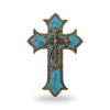 Turquoise Cross Wall Decor Home - Decorative Family Crosses Wall Decor - Pretty Crosses for Wall - Made in Polyresin Religious Wall Art Cross - Crucifix Wall Cross Modern (11 1/2