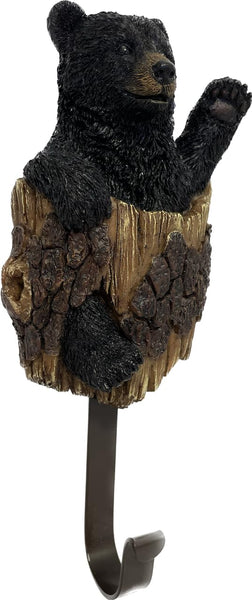 Pine Ridge Black Bear Wall Hook - Bear Coat Hook Hanger, Rustic Entrance Key Organizer, Bear Decor For Home Decor Living Room Accessories - Bear Hooks For Wall Towel Hanger Animal Cabin Decor
