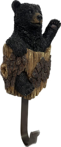 Pine Ridge Black Bear Wall Hook - Bear Coat Hook Hanger, Rustic Entrance Key Organizer, Bear Decor For Home Decor Living Room Accessories - Bear Hooks For Wall Towel Hanger Animal Cabin Decor