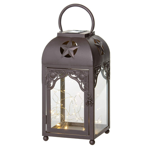 SOLAR STAR PATTERN LANTERN W/ LED STRING LIGHTS