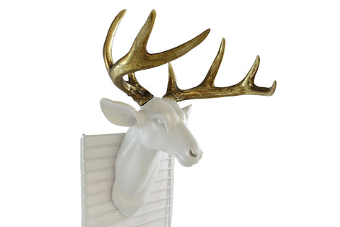 Pine Ridge Medium White Deer Head With Gold Antlers - Unique Animal-friendly Light-weight Wall Mount Hanging Sculpture Beautifully Hand Painted and Crafted Polyresin - Great For Arts and Crafts