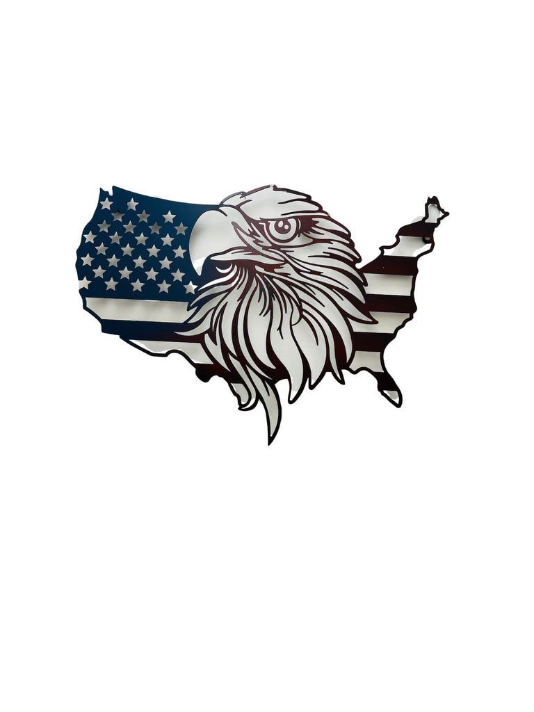 Pine Ridge Metal Eagle Sign - Metal USA Flag Decor, Indoor Or Outdoor American Decor, Patriotic Man Cave Signs