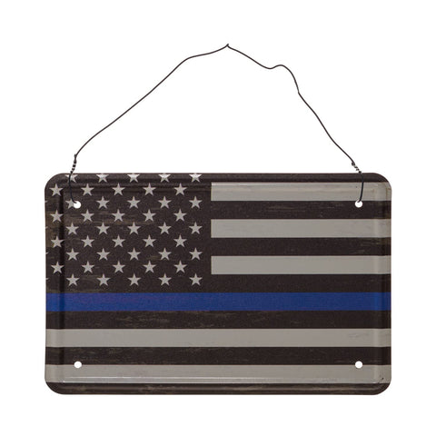 Pine Ridge Blue Line Flag Metal Postcard - First Responder Flag Postcard, USA Wall Hanging Greeting Card