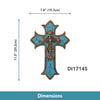 Turquoise Cross Wall Decor Home - Decorative Family Crosses Wall Decor - Pretty Crosses for Wall - Made in Polyresin Religious Wall Art Cross - Crucifix Wall Cross Modern (11 1/2